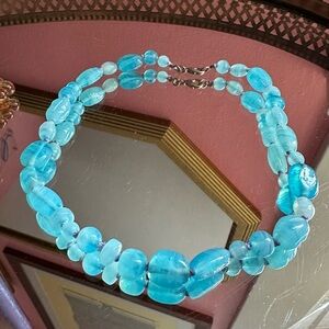 y2k Aqua Aria Artisan Glass Hand-Knotted Necklace